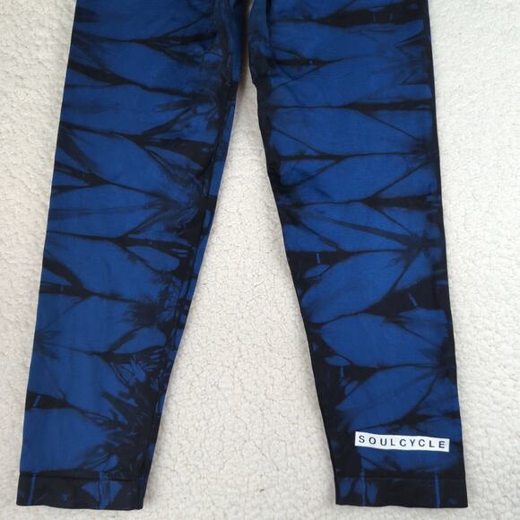 SoulCycle Skull Blue Black Tie Dye Cropped Leggings‎ Women's Size Small Capri - Picture 6 of 7